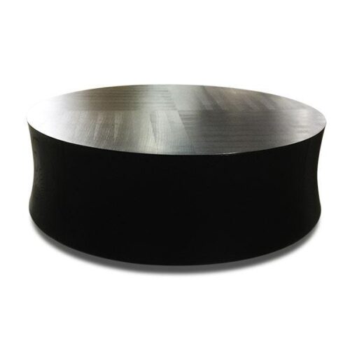 黑木紋十字拼帶抽圓几 流線雕塑腰身：圖片 1