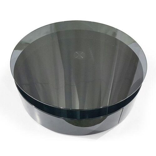 曜黑鋼烤玻璃圓形茶几 遮雜物保有空間通透感：圖片 1