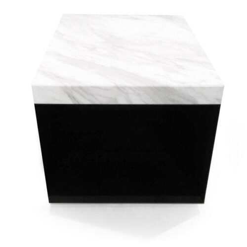 白紋石面黑立方邊桌 方塊極簡藝術宣言：圖片 1