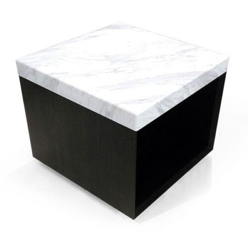 白紋石面黑立方邊桌 方塊極簡藝術宣言：圖片 2