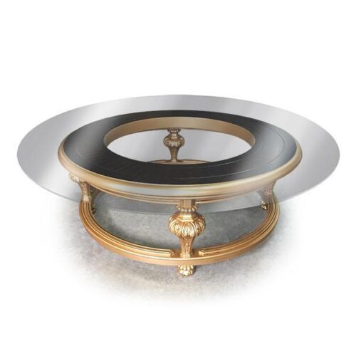 金箔雕花玻璃圓餐桌 每餐都像宮廷盛宴：圖片 1