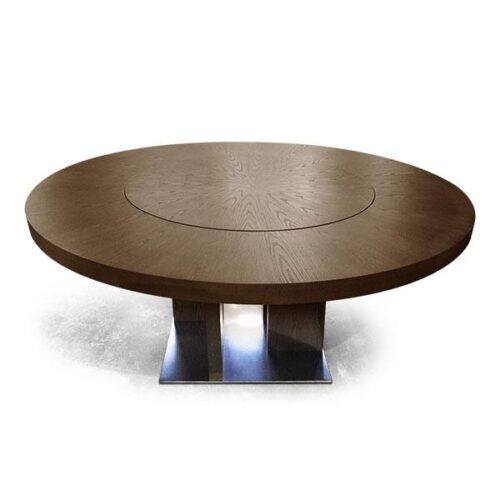 雙圓橡木旋轉餐桌 現代北歐風質感：圖片 1