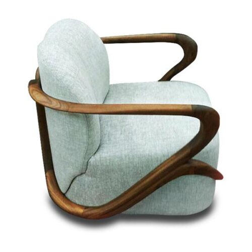 曲臂胡桃實木扶手單椅 藝術級的坐感：圖片 1