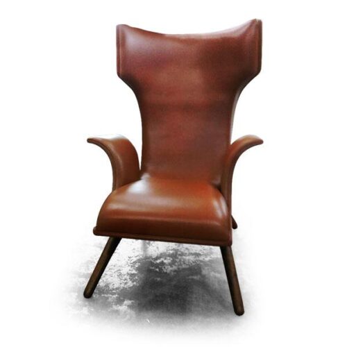 皮革弧面扶手高背單椅 奢華靜謐時刻：圖片 1