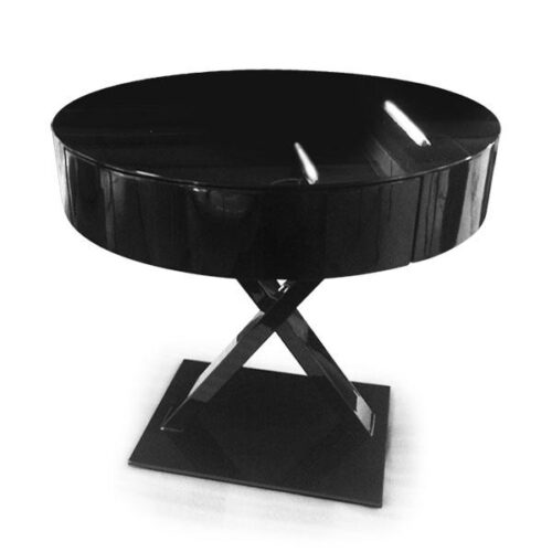 黑鋼烤X腳圓形床頭櫃 一抹低調奢華：圖片 1