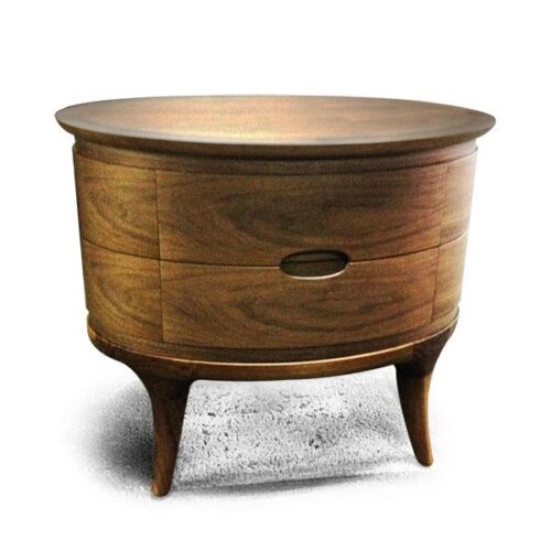 優雅胡桃橢圓床頭櫃 點亮居家藝術：圖片 1