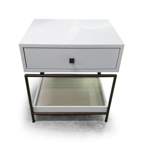 亮白古銅金框架床頭櫃 臥室輕奢藝術家：圖片 1