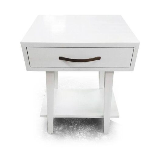 純白單抽層架床頭櫃 收納美學一體：圖片 1