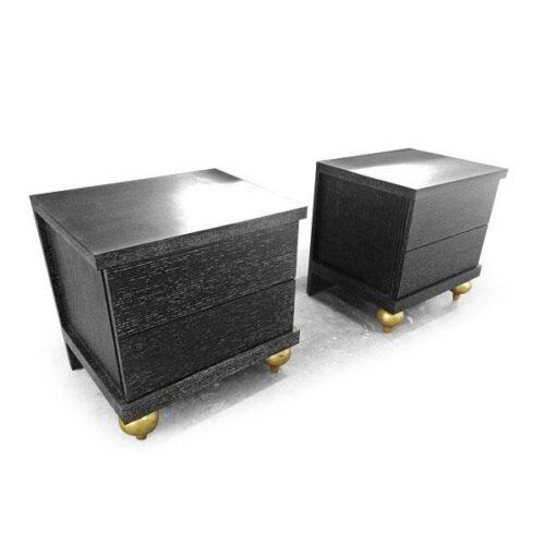 金箔腳黑木紋床頭櫃 黑金永恆優雅：圖片 1