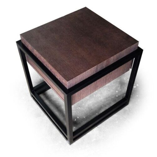 黑鐵框架橡木床頭櫃 粗獷有型：圖片 1