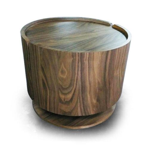 胡桃圓柱形單抽床頭櫃 經典永流傳：圖片 1