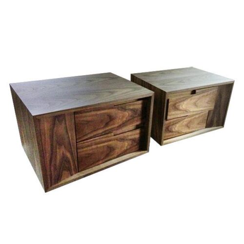 胡桃木紋2抽床頭櫃 簡潔線條極簡美學：圖片 2