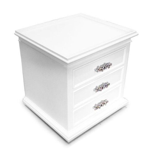 水晶三抽白色床頭櫃 細膩華麗浪漫滿分：圖片 2