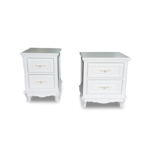 歐式古典白色床頭櫃 浪漫優雅線條：圖片 1