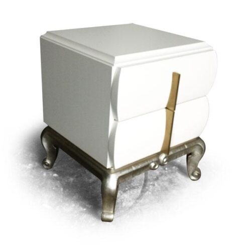 象牙白曲面金箔床頭櫃 臥室的優雅時刻：圖片 2