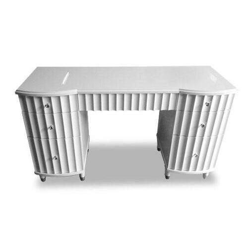 藝術波浪白鋼烤書桌 優雅收納日常：圖片 1