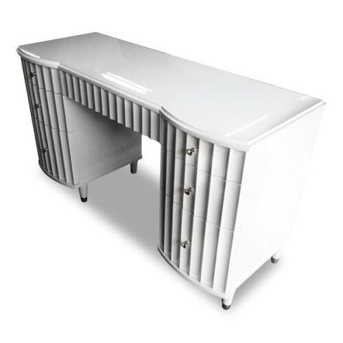 藝術波浪白鋼烤書桌 優雅收納日常：圖片 2