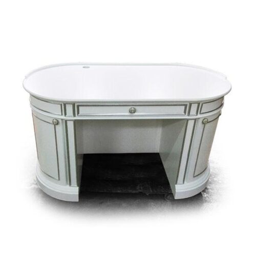 歐式橢圓銀箔飾條化妝桌 奢華優雅氣息：圖片 1