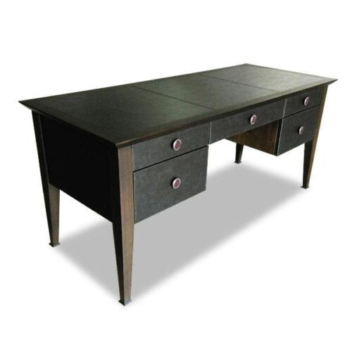 精緻實木繃馬鞍皮書桌 時尚奢華質感：圖片 2