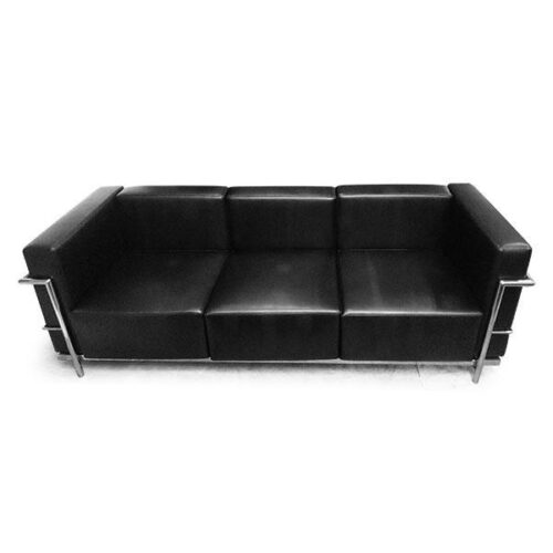 亮銀金屬框架皮革沙發 永恆現代主義：圖片 1