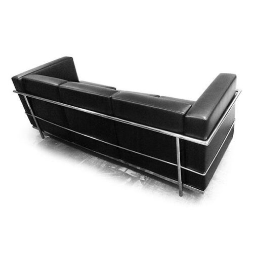 亮銀金屬框架皮革沙發 永恆現代主義：圖片 2