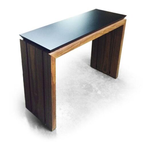 黑檯面胡桃腳座端景台 空間的現代焦點：圖片 1