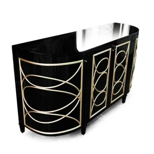 鋼烤圓弧金箔端景櫃 空間的永恆優雅：圖片 1