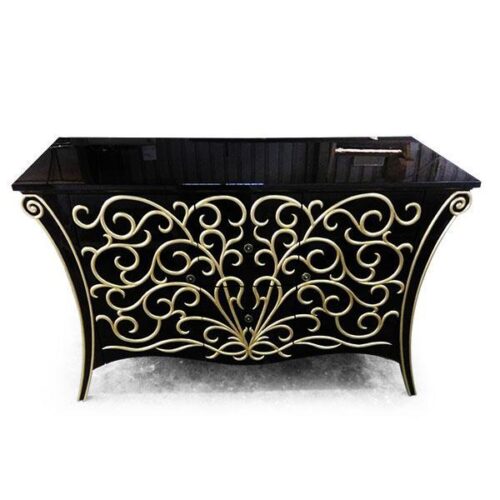 巴洛克黑鋼烤金飾邊櫃 奢華藝術王座：圖片 1