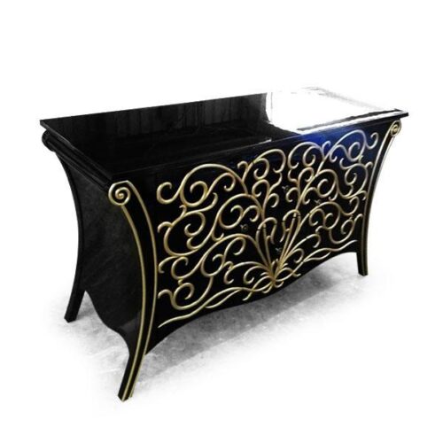 巴洛克黑鋼烤金飾邊櫃 奢華藝術王座：圖片 2