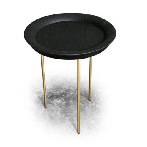 黑盤細金圓腳茶几 奢華金屬美學：圖片 1