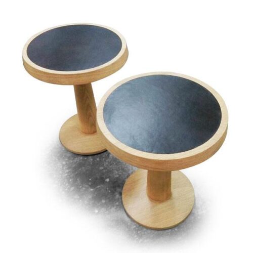 橡木實木紋嵌石面圓几 居家空間均衡舒適：圖片 1