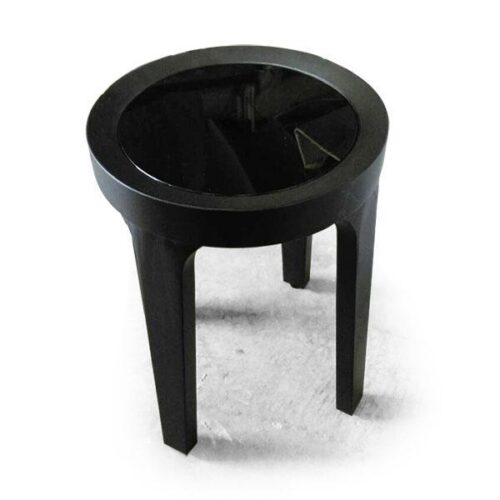 黑實木嵌黑玻圓几 未來輕盈美：圖片 1