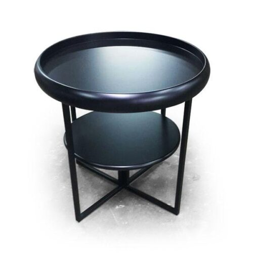 全黑雙層圓形邊几 低調奢華氛圍：圖片 1
