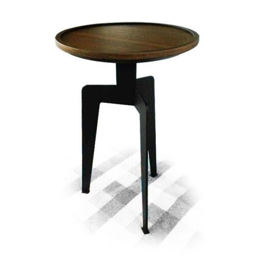 胡桃木黑鐵圓邊几 完美暖調工業風：圖片 1