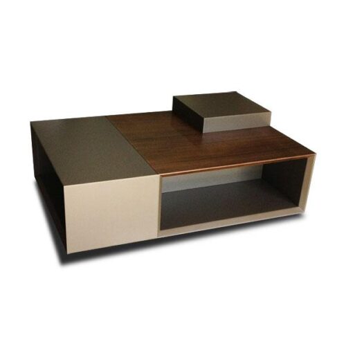 胡桃木霧金雙色茶几 模組茶几低調質感：圖片 1