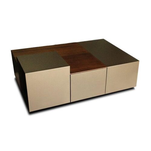 胡桃木霧金雙色茶几 模組茶几低調質感：圖片 2