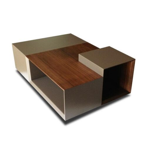 胡桃木霧金雙色茶几 模組茶几低調質感：圖片 3