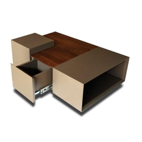 胡桃木霧金雙色茶几 模組茶几低調質感：圖片 4