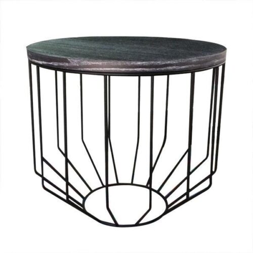 木檯面黑細圓鐵茶几 低調工業藝術：圖片 1