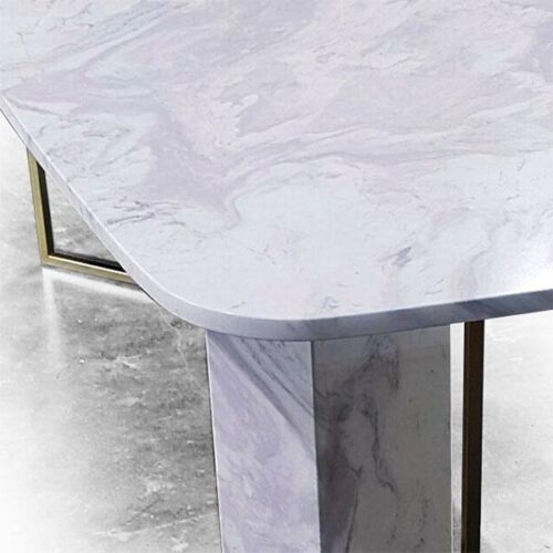 奢華石面金屬腳餐桌 石紋藝術經典：圖片 2