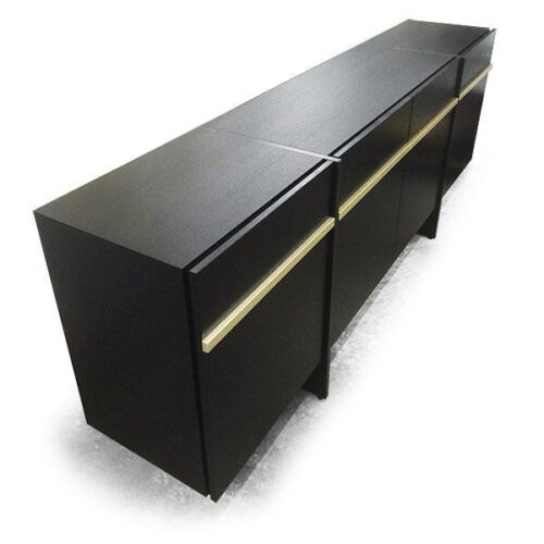 黑橡木紋金箔把手邊櫃 奢華收納藝術：圖片 1