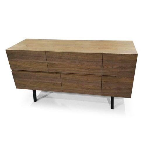 胡桃錯層黑鐵腳收納櫃 玄關到餐廳皆宜：圖片 1