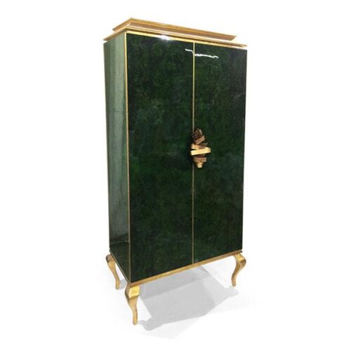 翡翠綠金箔法式酒櫃 奢華藝術宣言：圖片 2