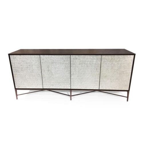 胡桃木紋特殊皮面邊櫃 極簡奢華之美：圖片 1