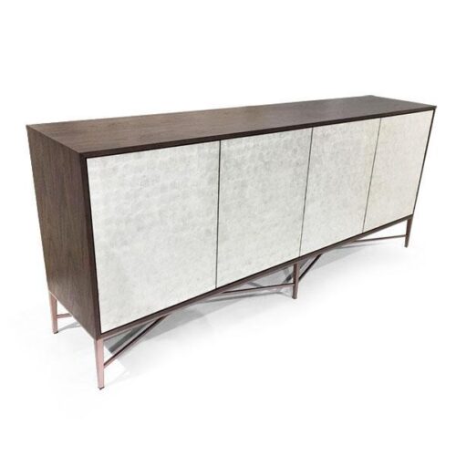 胡桃木紋特殊皮面邊櫃 極簡奢華之美：圖片 2