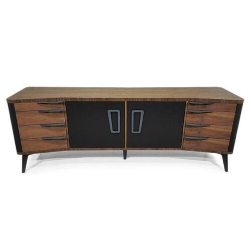 復古胡桃木紋黑漆面邊櫃 現代美學優雅氣質：圖片 1