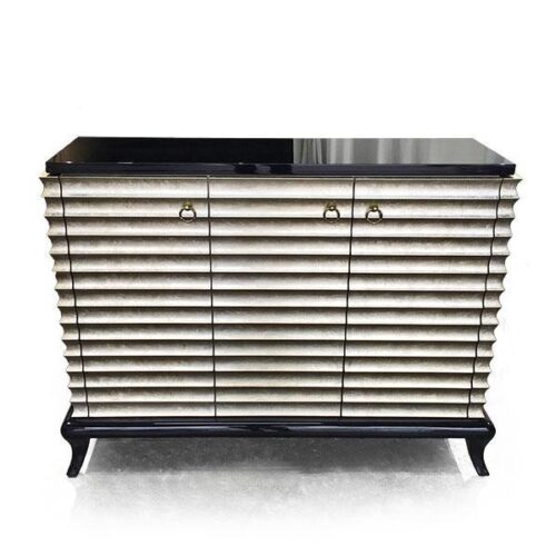 黑鋼烤金箔波浪邊櫃 奢華藝術級存在：圖片 1