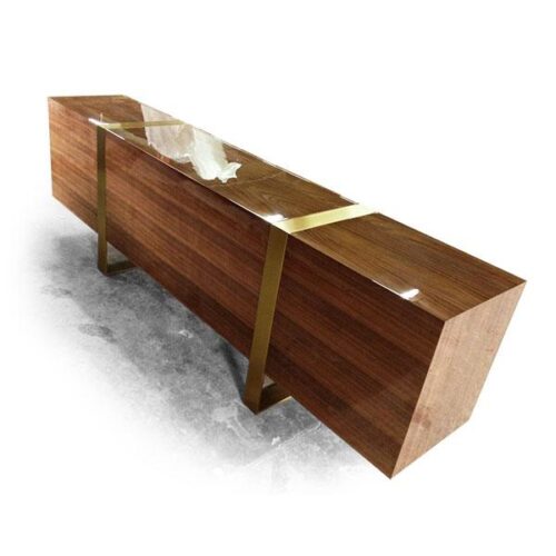 鋼烤胡桃木紋金腳邊櫃 空間的藝術：圖片 4