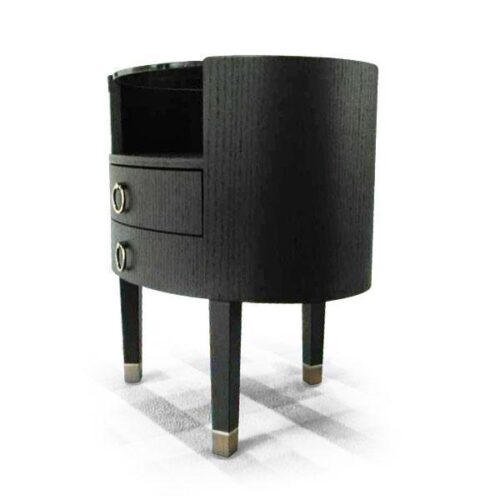 橢圓黑木嵌玻床頭櫃 臥室前衛藝術品：圖片 2