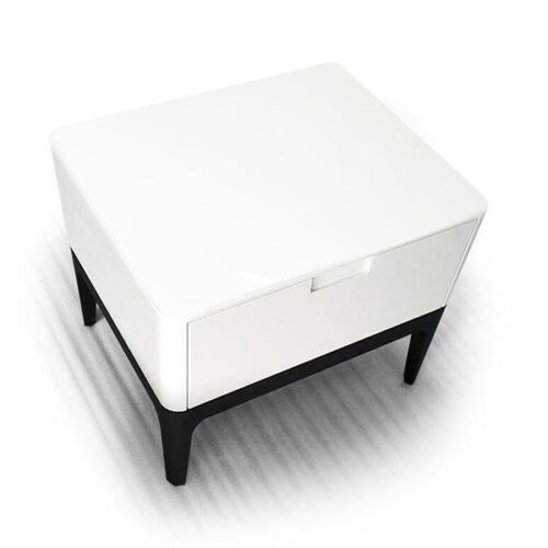 北歐白抽黑腳床頭櫃 臥室輕奢精選：圖片 1